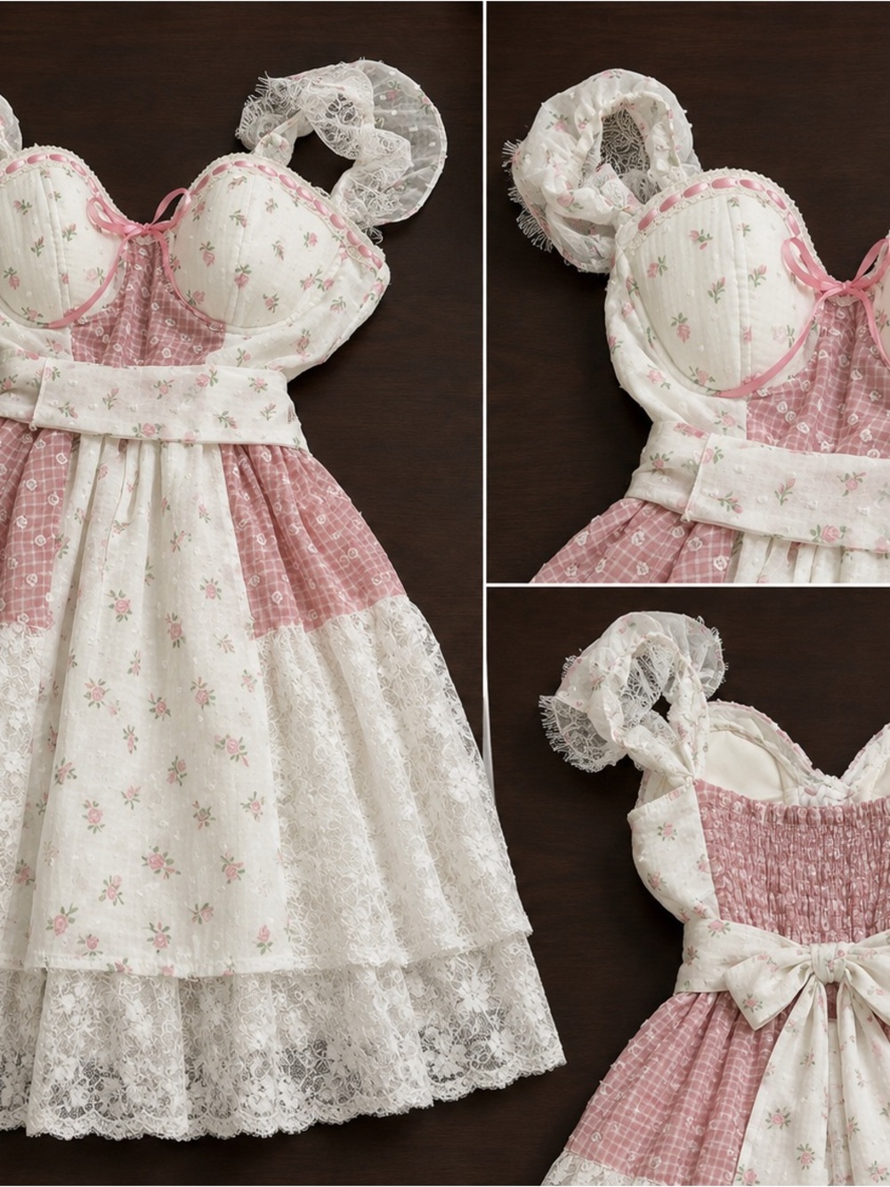 Sweet ivory dress with dusty rose floral panels NWT Women’s M - Picture 1 of 2